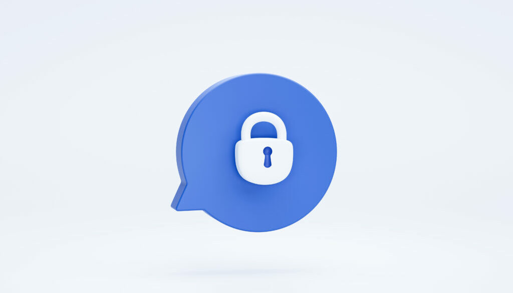 Locked padlock security protection privacy 3d icon on bubble spe