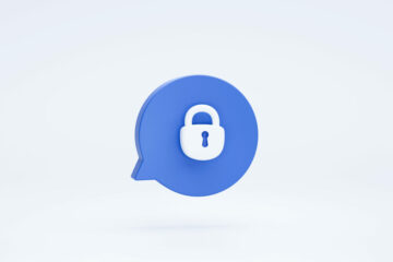 Locked padlock security protection privacy 3d icon on bubble spe